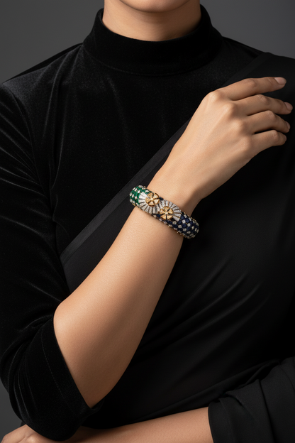 Cocktail bangle Navaratan Bangles - Diamond Bangles - 925 Silver Jewelry - 22ct Gold Plated - CZ Bangles - South indian diamond Bangles design