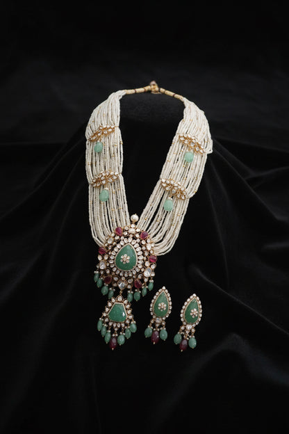 Pearl necklace statement jewelry silver necklace 925 silver with 22k gold plated - SHABURIS