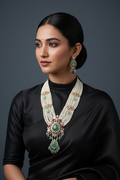 Pearl necklace statement jewelry silver necklace 925 silver with 22k gold plated - SHABURIS