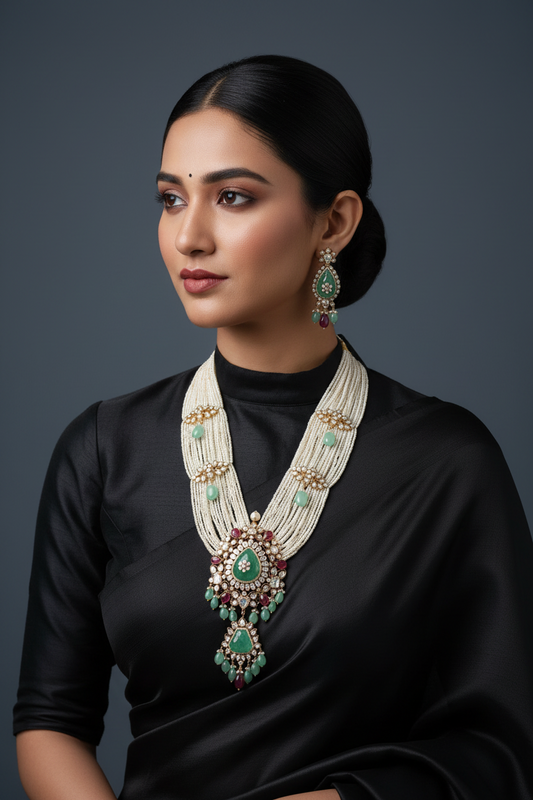 Pearl necklace statement jewelry silver necklace 925 silver with 22k gold plated - SHABURIS