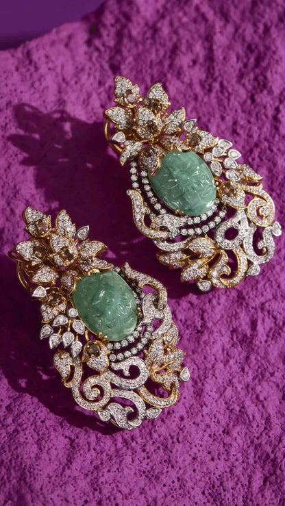 Diamond Jhumkas 925 silver jewelry 22k gold plated - SHABURIS