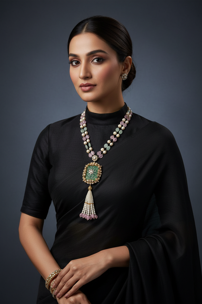 Tassel necklace 925 silver jewelry 22k gold plated - SHABURIS