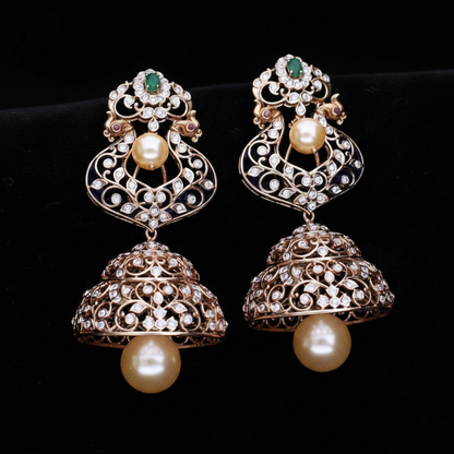 Polki Studs Polki Earrings Cocktail Earrings Diamond Studs Diamond Earrings Simple Studs Pearl Studs 925 Silver Earrings Silver Jewelry - SHABURIS