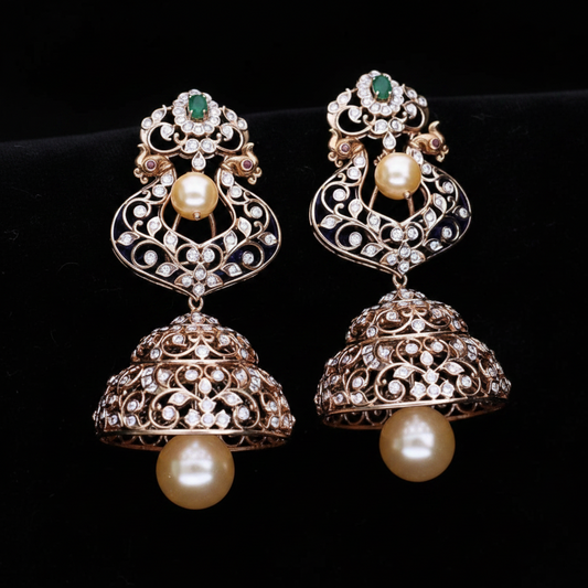 Polki Studs Polki Earrings Cocktail Earrings Diamond Studs Diamond Earrings Simple Studs Pearl Studs 925 Silver Earrings Silver Jewelry - SHABURIS