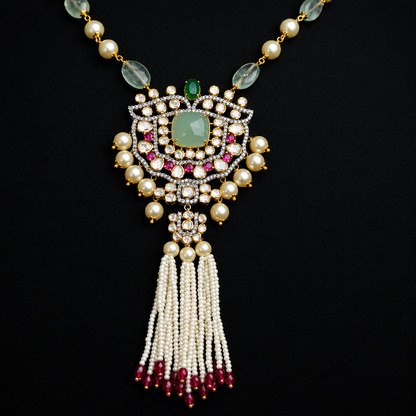Tassel Necklace 925 silver jewelry 22k gold plated - SHABURIS