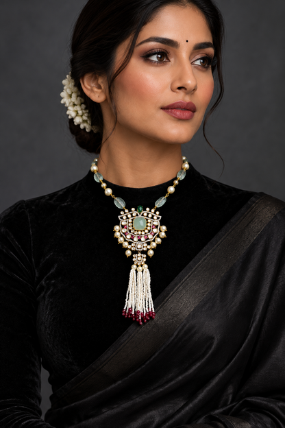 Tassel Necklace 925 silver jewelry 22k gold plated - SHABURIS