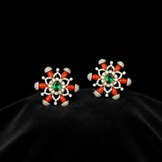 Polki Studs Polki Earrings Cocktail Earrings Diamond Studs Diamond Earrings Simple Studs Pearl Studs 925 Silver Earrings Silver Jewelry - SHABURIS