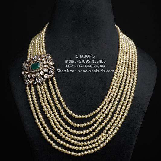 Pearl Necklace 925 silver jewelry 22k gold plated - SHABURIS