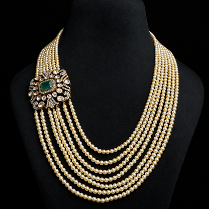 Pearl Necklace 925 silver jewelry 22k gold plated - SHABURIS