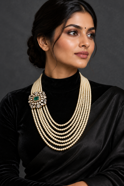 Pearl Necklace 925 silver jewelry 22k gold plated - SHABURIS