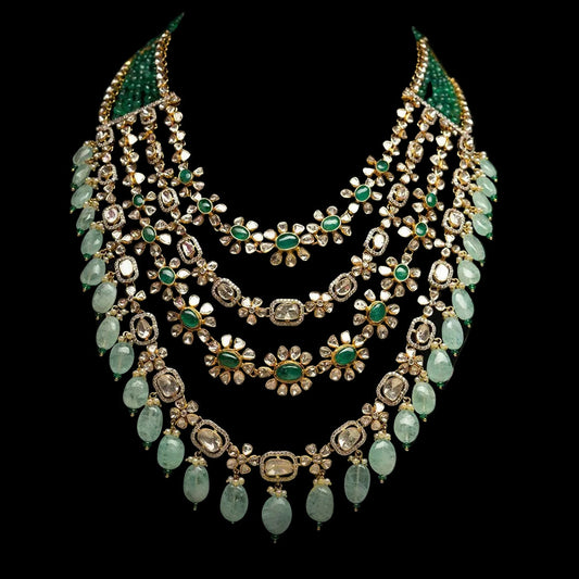Emarald necklace statement jewelry silver necklace 925 silver with 22k gold plated - SHABURIS