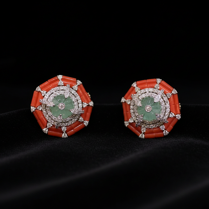 Polki Studs Polki Earrings Cocktail Earrings Diamond Studs Diamond Earrings Simple Studs Pearl Studs 925 Silver Earrings Silver Jewelry - SHABURIS
