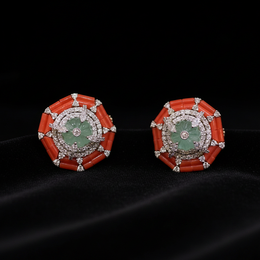 Polki Studs Polki Earrings Cocktail Earrings Diamond Studs Diamond Earrings Simple Studs Pearl Studs 925 Silver Earrings Silver Jewelry - SHABURIS