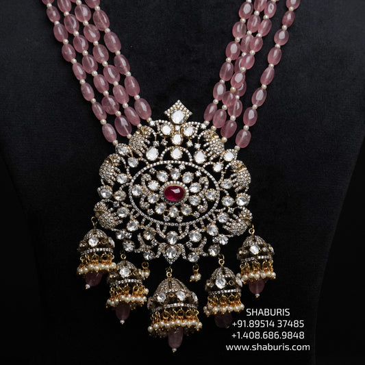 Polki necklace diamond necklace 925 silver with 22k gold plated- SHABURIS