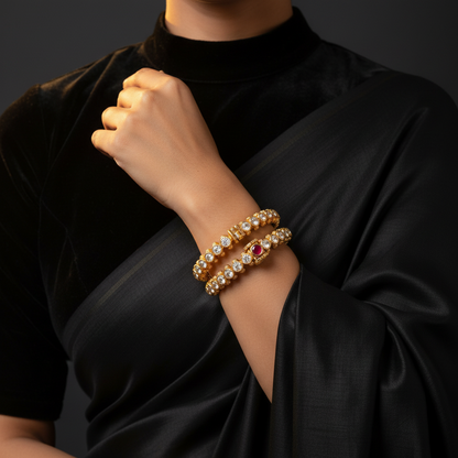 Diamond Bangles,South Indian Jewelry,silver indian Bangles,pure silver Swaroski Bangles,Indian Wedding Jewelry -NIHIRA-SHABURIS