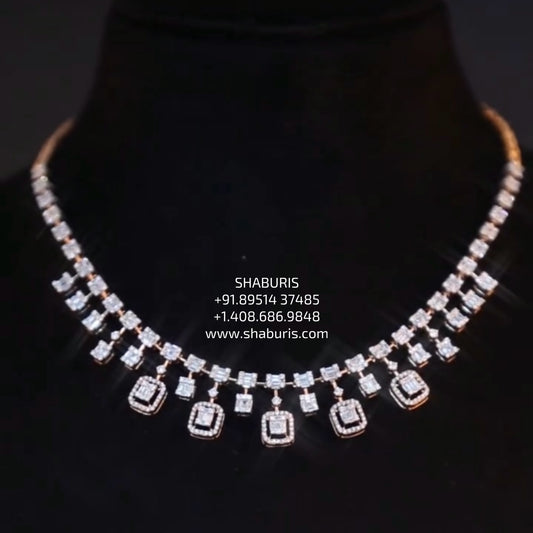Diamond necklace 925 silver with 22k gold plated- SHABURIS