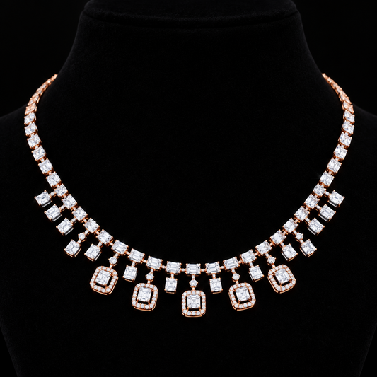 Diamond necklace 925 silver with 22k gold plated- SHABURIS