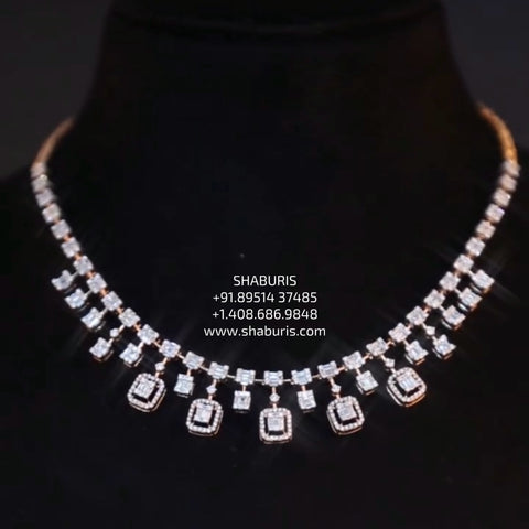 Diamond necklace 925 silver with 22k gold plated- SHABURIS