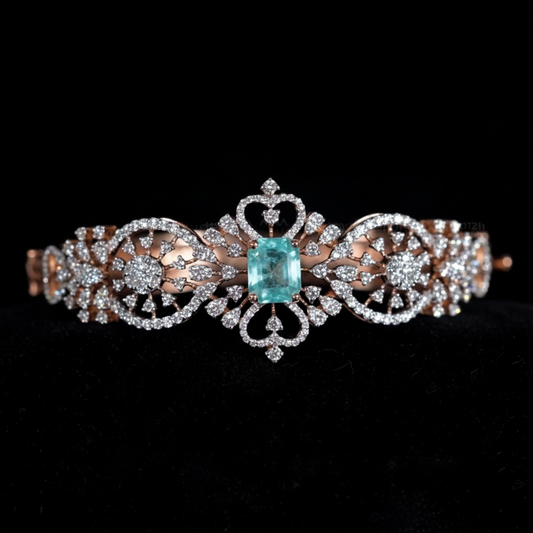 emerald Bangles - Diamond Bangles - 925 Silver Jewelry - 22ct Gold Plated - CZ Bangles - South indian diamond Bangles design