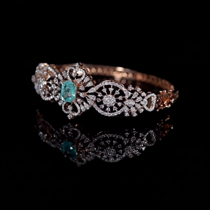 emerald Bangles - Diamond Bangles - 925 Silver Jewelry - 22ct Gold Plated - CZ Bangles - South indian diamond Bangles design