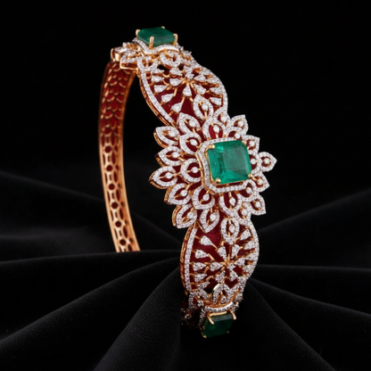 emerald Bangles - Diamond Bangles - 925 Silver Jewelry - 22ct Gold Plated - CZ Bangles - South indian diamond Bangles design