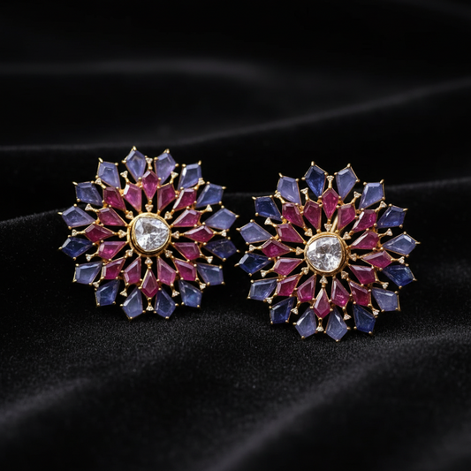 Polki Studs Polki Earrings Cocktail Earrings Diamond Studs Diamond Earrings Simple Studs Pearl Studs 925 Silver Earrings Silver Jewelry - SHABURIS