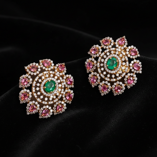 Polki Studs Polki Earrings Cocktail Earrings Diamond Studs Diamond Earrings Simple Studs Pearl Studs 925 Silver Earrings Silver Jewelry - SHABURIS