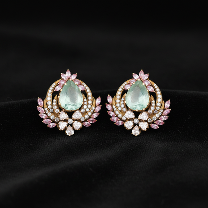 Polki Studs Polki Earrings Cocktail Earrings Diamond Studs Diamond Earrings Simple Studs Pearl Studs 925 Silver Earrings Silver Jewelry - SHABURIS