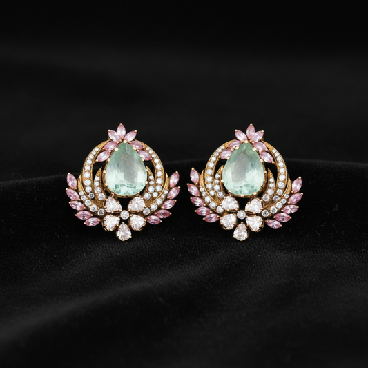 Polki Studs Polki Earrings Cocktail Earrings Diamond Studs Diamond Earrings Simple Studs Pearl Studs 925 Silver Earrings Silver Jewelry - SHABURIS