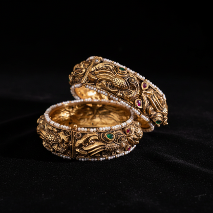 Antique bangles polki Jewelry,Pure Silver Jewellery Indian ,diamond bangles kundan jewelry,south indian bridal jewelry-NIHIRA-SHABURIS