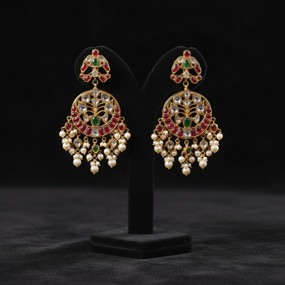 Polki Studs Polki Earrings Cocktail Earrings Diamond Studs Diamond Earrings Simple Studs Pearl Studs 925 Silver Earrings Silver Jewelry - SHABURIS
