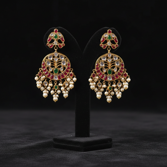 Polki Studs Polki Earrings Cocktail Earrings Diamond Studs Diamond Earrings Simple Studs Pearl Studs 925 Silver Earrings Silver Jewelry - SHABURIS