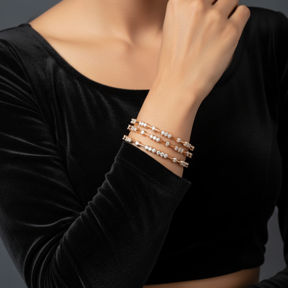 Swarovski Bangles - Diamond Bangles - 925 Silver Jewelry - 22ct Gold Plated - CZ Bangles - South indian diamond Bangles design