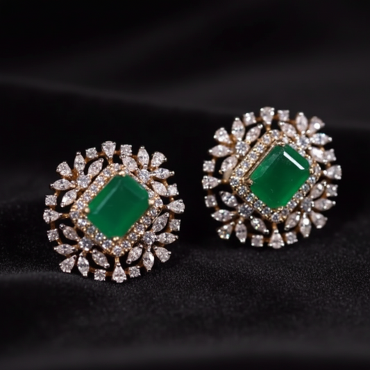 Polki Studs Polki Earrings Cocktail Earrings Diamond Studs Diamond Earrings Simple Studs Pearl Studs 925 Silver Earrings Silver Jewelry - SHABURIS