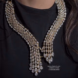 Cocktail necklace wedding jewelry silver necklace 925 silver with 22k gold plated - SHABURIS