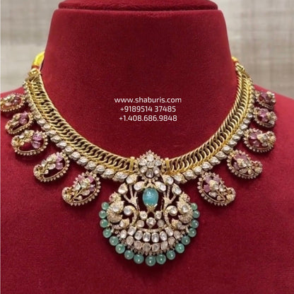 Jilebi necklace wedding jewelry silver necklace 925 silver with 22k gold plated - SHABURIS