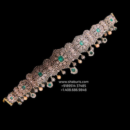Diamond Vaddanam,silver jewelry ,silver jewellery ,22k gold plated jewelry ,South Indian Jewelry,Vaddanam,Kids Vaddanam,hip chain,diamond jewelry,pure Silver indian jewelry - NIHIRA - SHABURIS