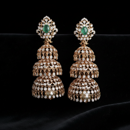 Polki Studs Polki Earrings Cocktail Earrings Diamond Studs Diamond Earrings Simple Studs Pearl Studs 925 Silver Earrings Silver Jewelry - SHABURIS
