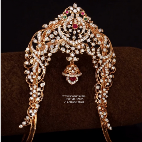 Arm patti aravanki wedding jewelry silver necklace 925 silver with 22k gold plated - SHABURIS