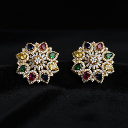 Polki Studs Polki Earrings Cocktail Earrings Diamond Studs Diamond Earrings Simple Studs Pearl Studs 925 Silver Earrings Silver Jewelry - SHABURIS