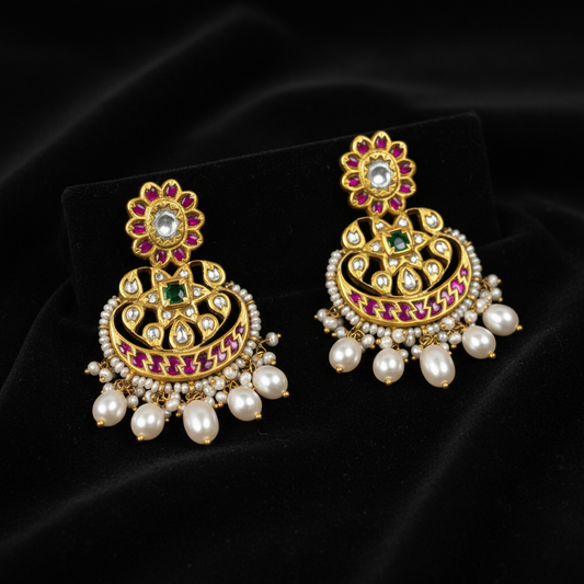 Polki Studs Polki Earrings Cocktail Earrings Diamond Studs Diamond Earrings Simple Studs Pearl Studs 925 Silver Earrings Silver Jewelry - SHABURIS