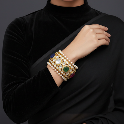 Navaratan Jewelry,Pure Silver Jewelry Indian ,polki bangles,Indian bangles,Indian Bridal,Indian Wedding Jewelry-SHABURIS jewelry
