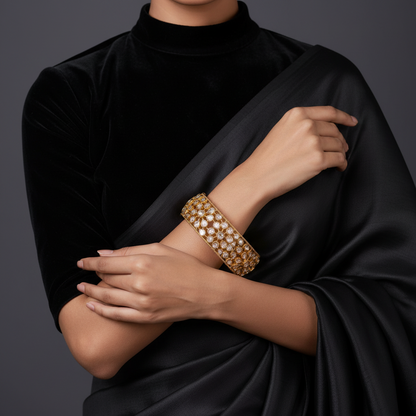 Polki Bangles - Diamond Bangles - 925 Silver Jewelry - 22ct Gold Plated - CZ Bangles - South indian diamond Bangles design