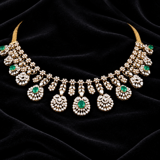 Diamond necklace silver necklace 925 silver with 22k gold plated - SHABURIS