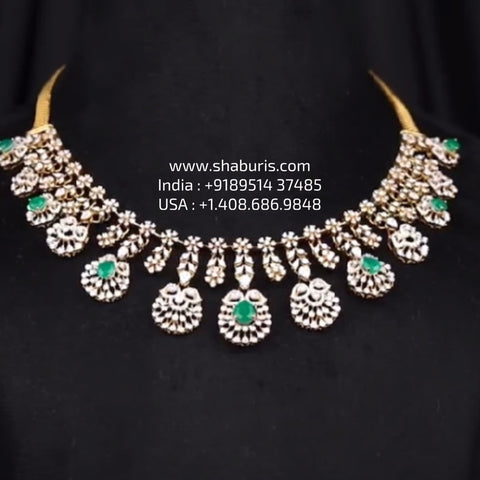 Diamond necklace silver necklace 925 silver with 22k gold plated - SHABURIS