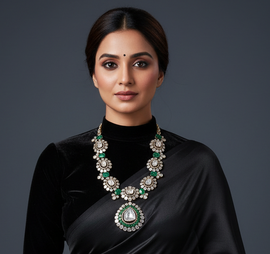 Polki necklace silver necklace 925 silver jewelry - SHABURIS