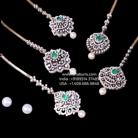 Diamond Maang tikka,pure silver maang tikka,polki maang tikka,papati billa,kids tikka,kundan maang tikka 925 silver jewelry -SHABURIS