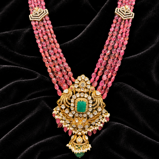 Coral Necklace Diamond necklace silver necklace 925 silver with 22k gold plated - SHABURIS