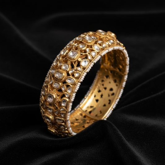 Polki Bangles - Diamond Bangles - 925 Silver Jewelry - 22ct Gold Plated - CZ Bangles - South indian diamond Bangles design