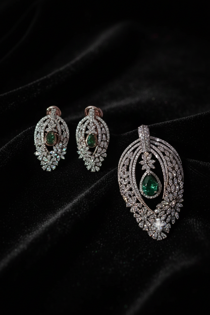Diamond Pendant Diamond Earrings 925 Silver Pendant 925 Silver Earrings 925 Silver Jewelry - SHABURIS